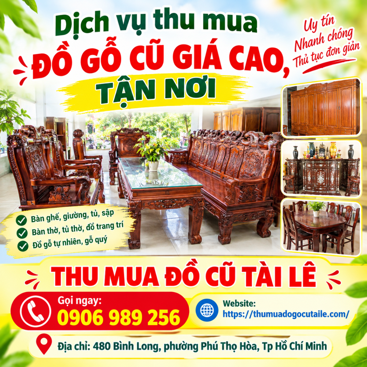Dịch vụ thu mua đồ gỗ cũ giá cao, tận nơi