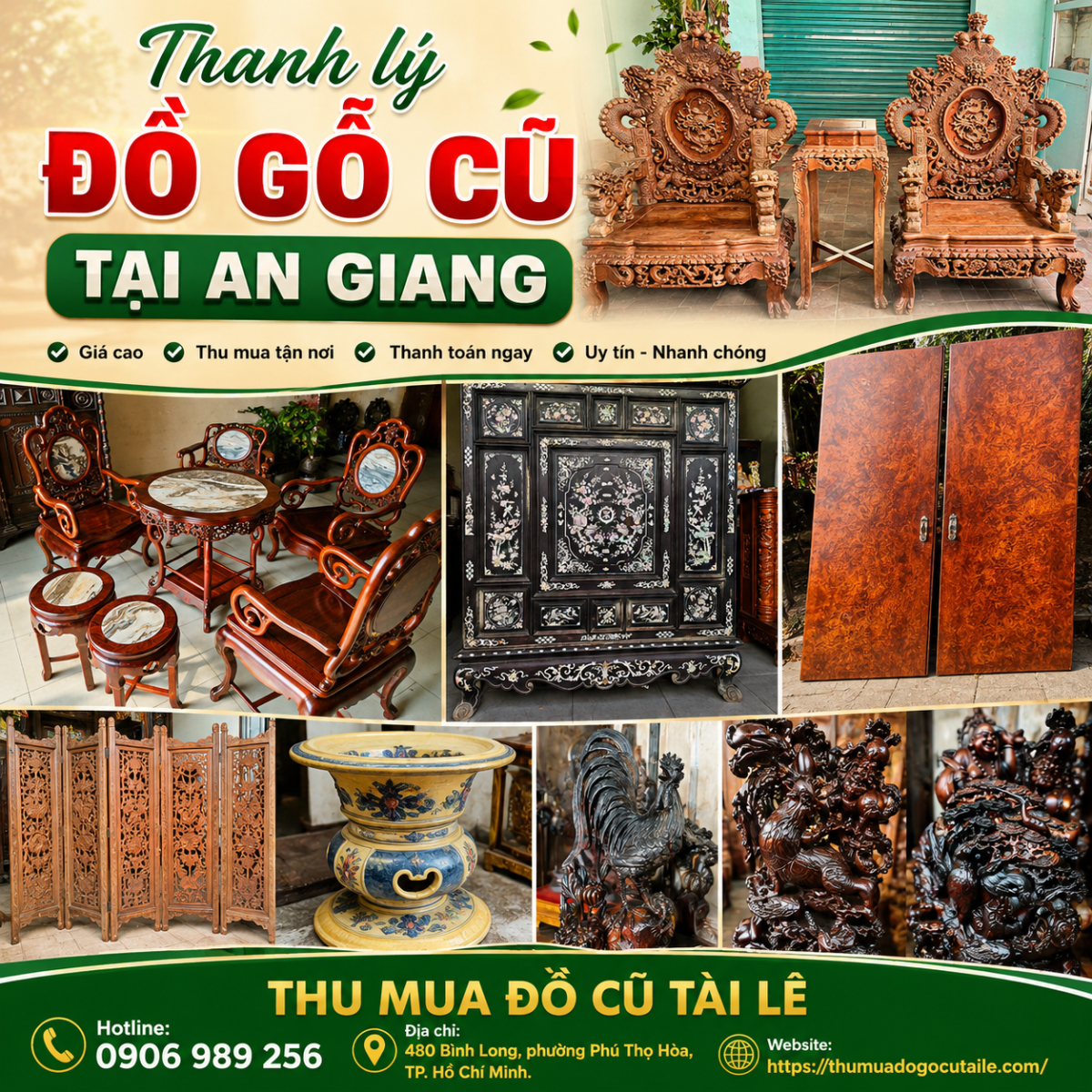 Thanh lý đồ gỗ cũ tại An Giang
