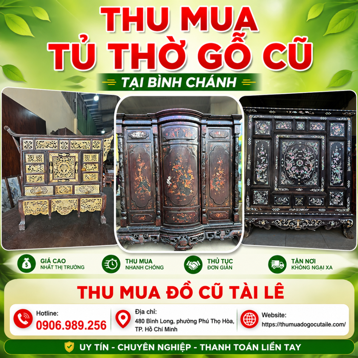 Thu mua tủ thờ gỗ cũ tại Bình Chánh