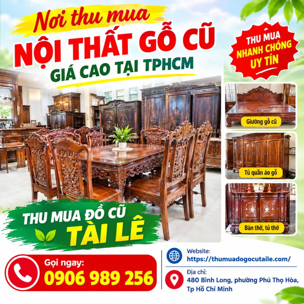 Nơi thu mua nội thất gỗ cũ giá cao tại TPHCM