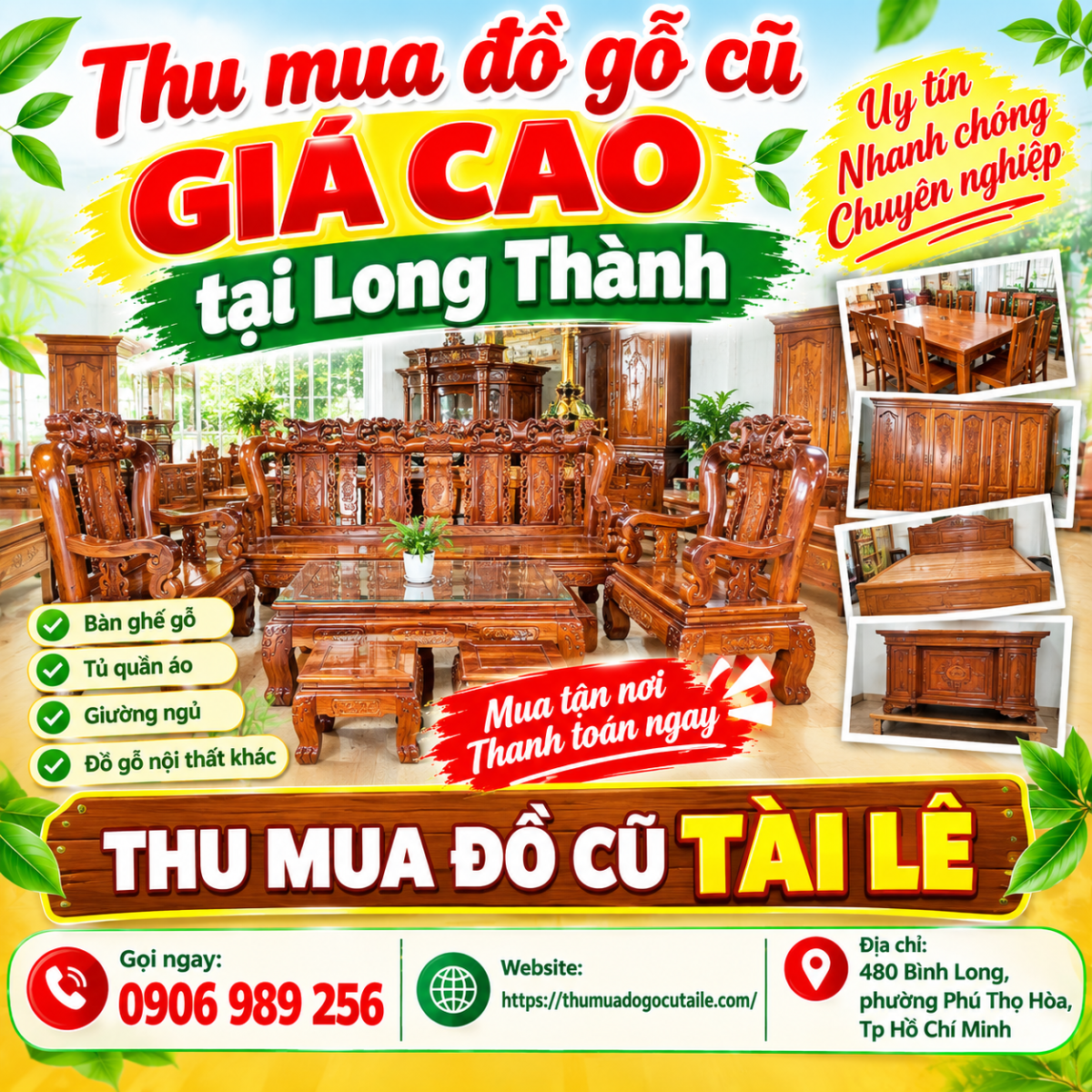 Thu mua đồ gỗ cũ giá cao tại Long Thành