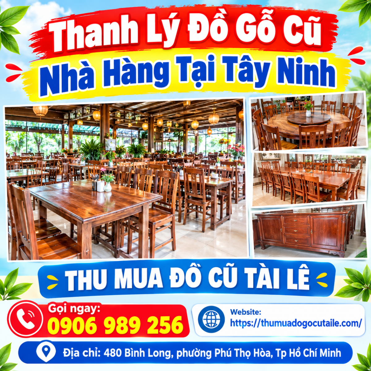 Thanh lý đồ gỗ cũ nhà hàng tại Tây Ninh