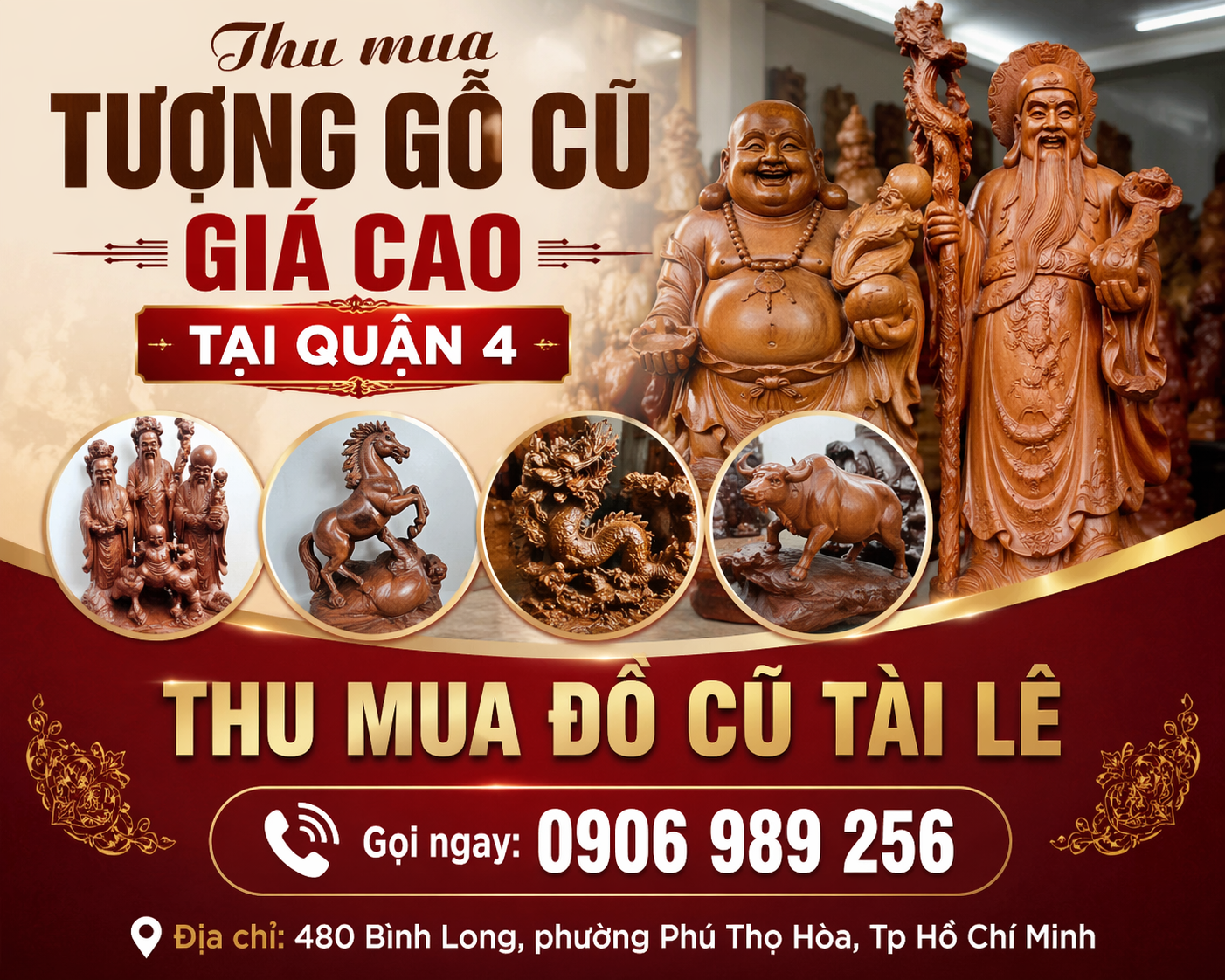 Thu mua tượng gỗ cũ giá cao tại quận 4