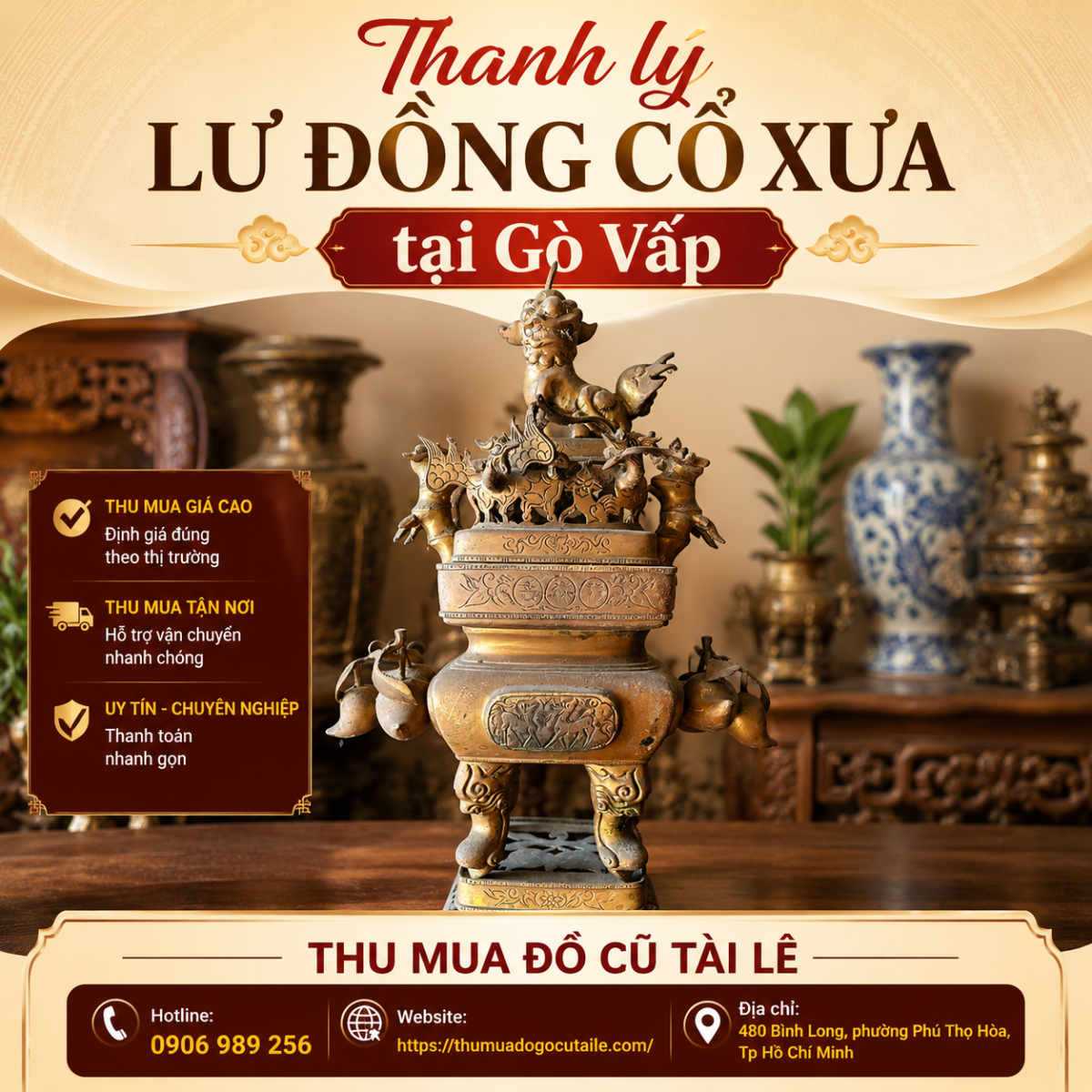 Thanh lý lư đồng cổ xưa tại Gò Vấp