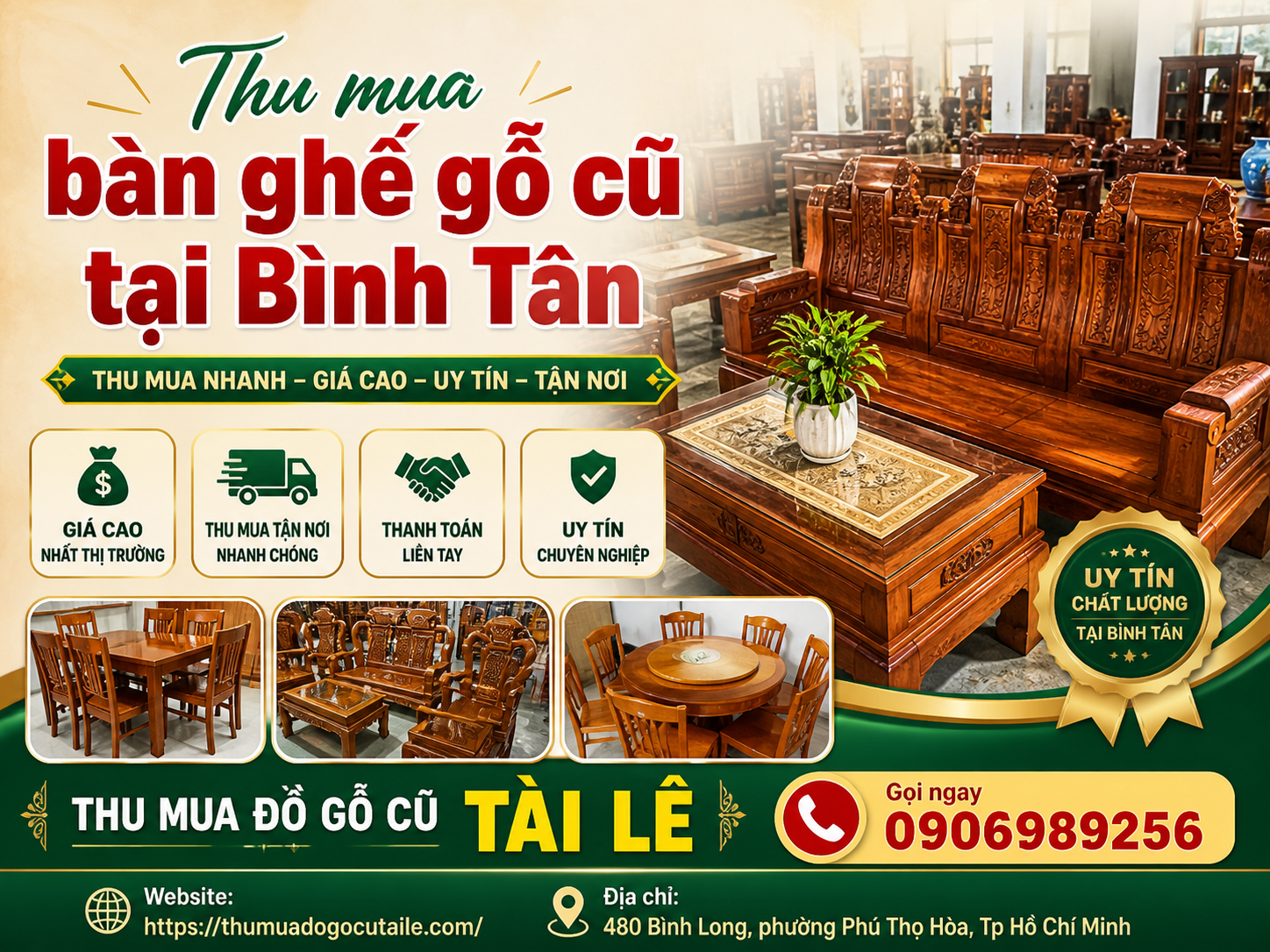 Thu mua bàn ghế gỗ cũ tại Bình Tân