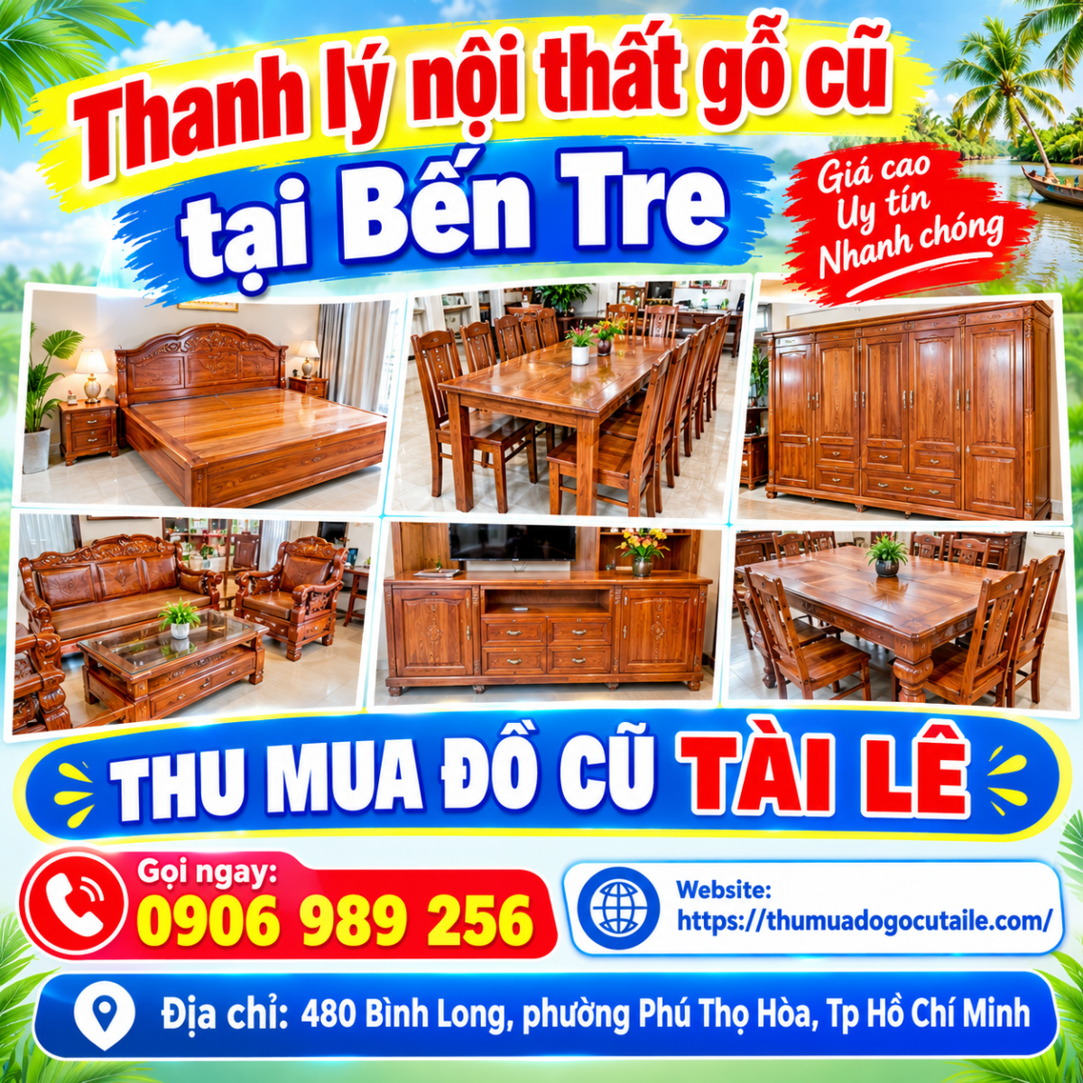 Thanh lý nội thất gỗ cũ tại Bến Tre
