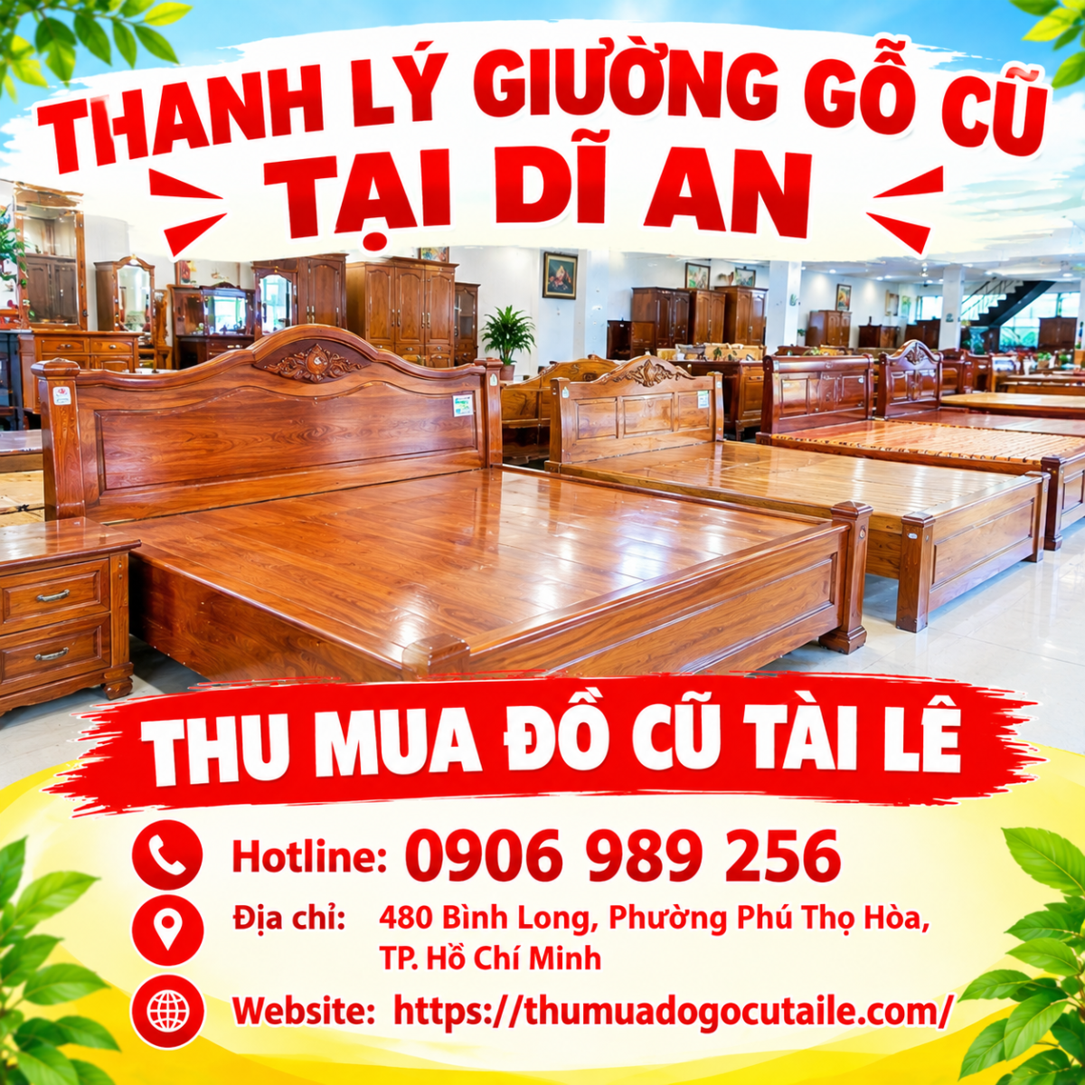 Thanh lý giường gỗ cũ tại Dĩ An