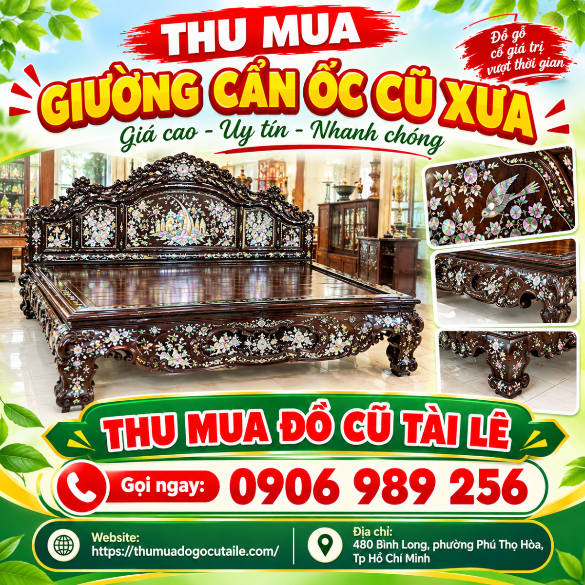 Thu mua giường cẩn ốc cũ xưa