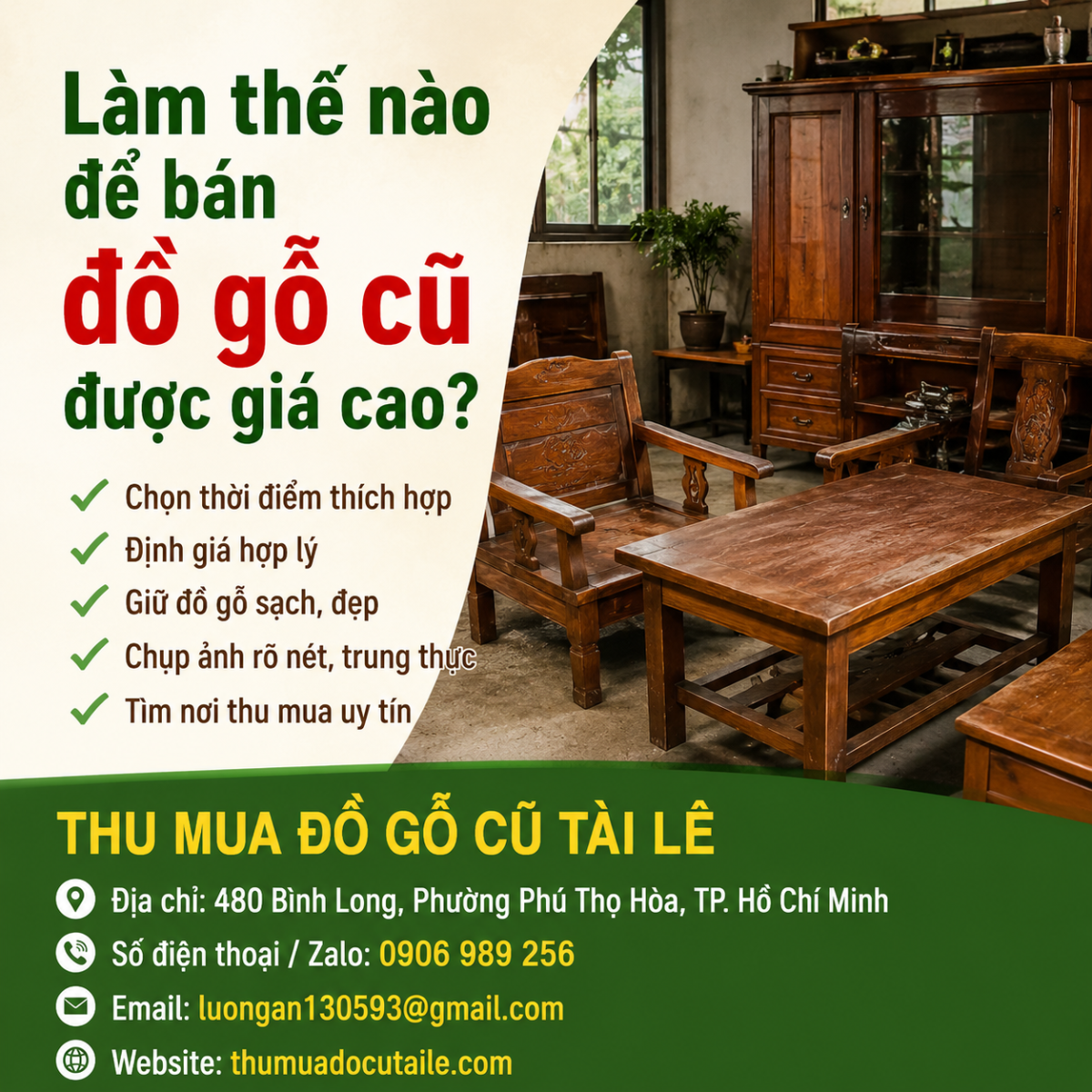 Làm thế nào để bán đồ gỗ cũ được giá cao?