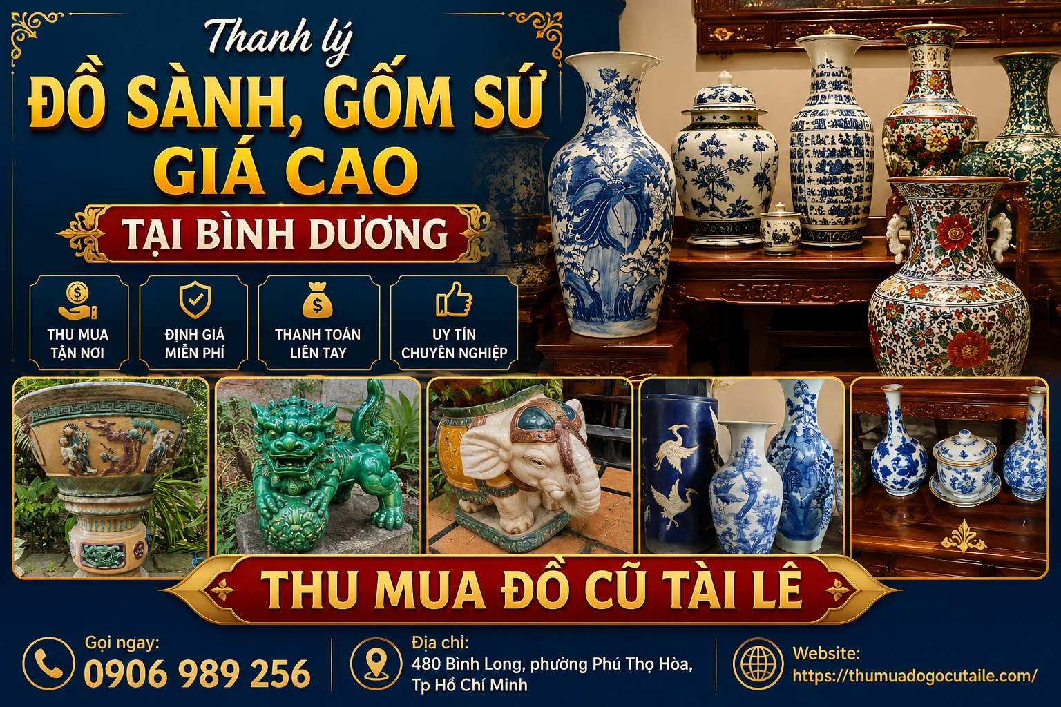 Thanh lý đồ sành, gốm sứ giá cao tại Bình Dương