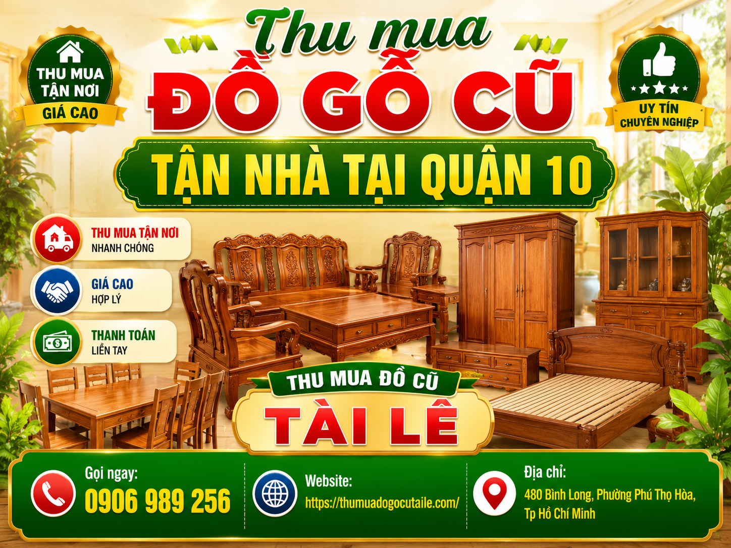 Thu mua đồ gỗ cũ tận nhà tại quận 10
