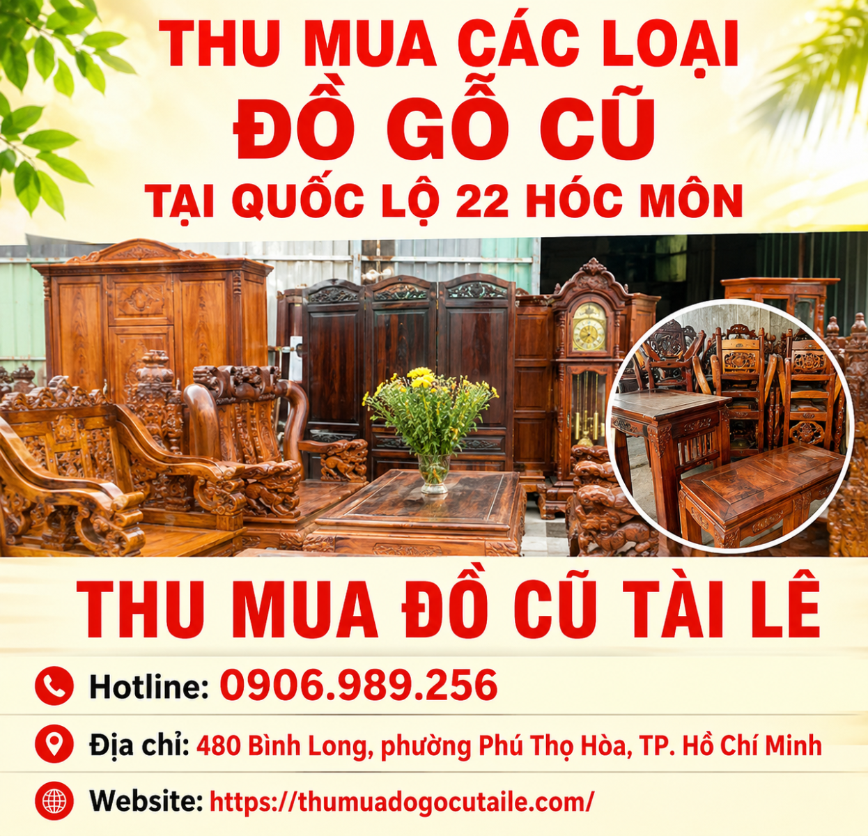 Thu mua các loại đồ gỗ cũ tại Quốc lộ 22 Hóc Môn
