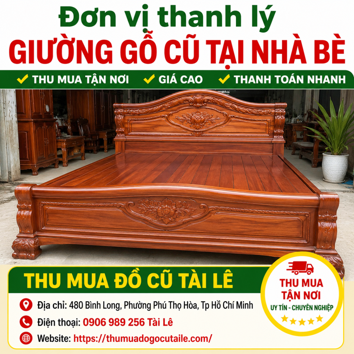 Đơn vị thanh lý giường gỗ cũ tại Nhà Bè