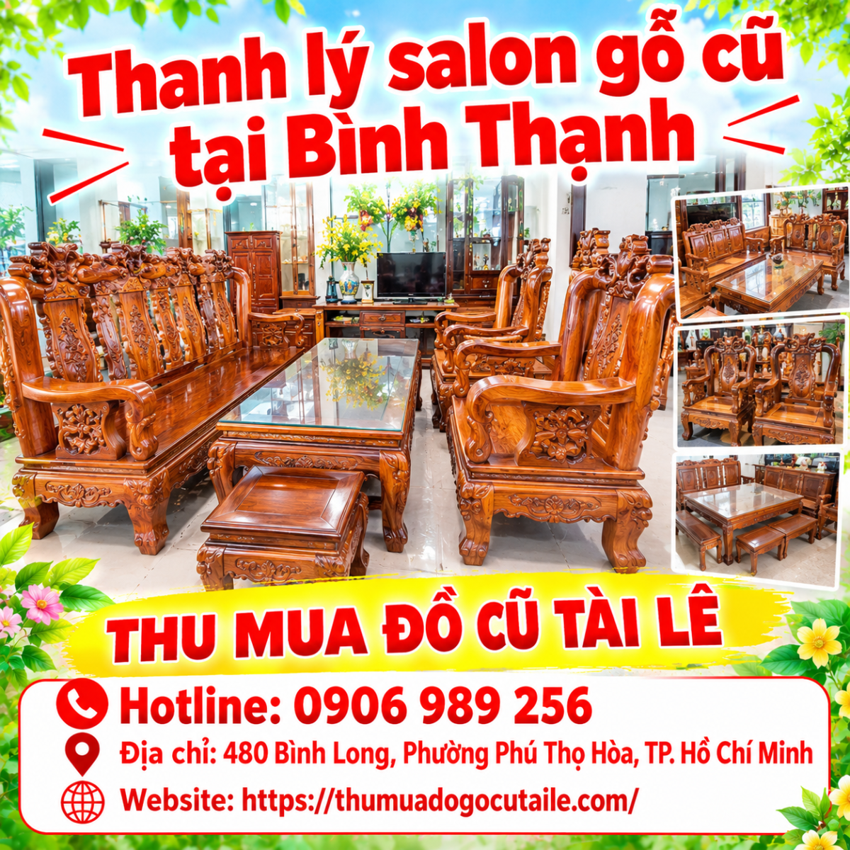 Thanh lý salon gỗ cũ tại Bình Thạnh