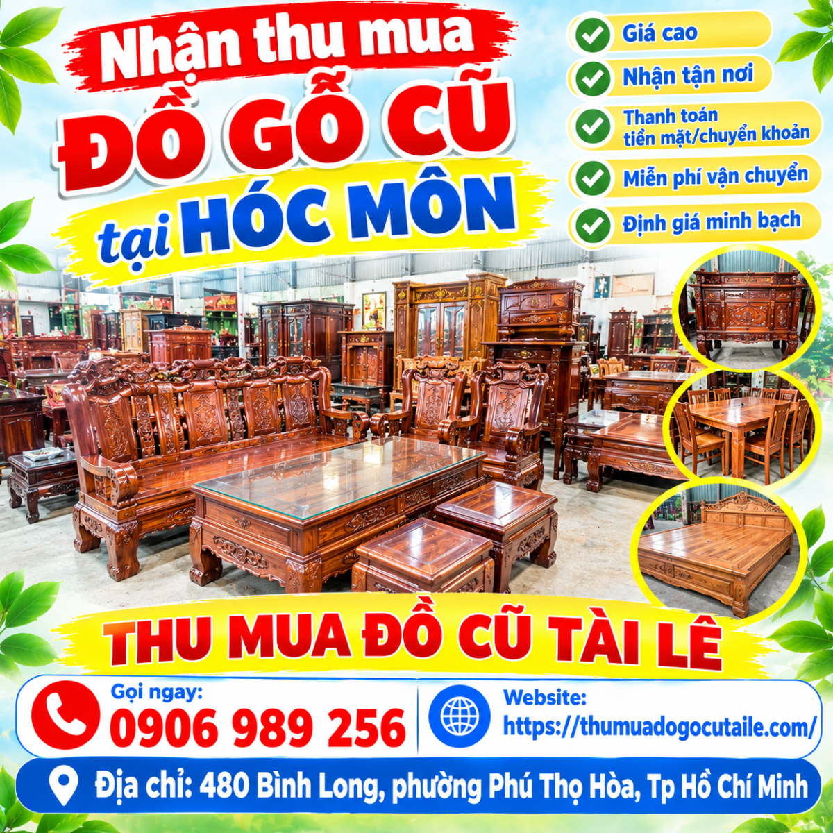 Nhận thu mua đồ gỗ cũ tại Hóc Môn