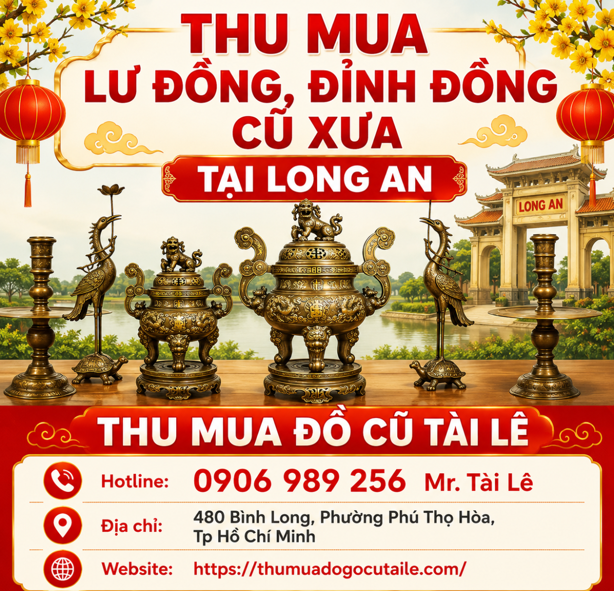 Thu mua lư đồng, đỉnh đồng cũ xưa tại Long An