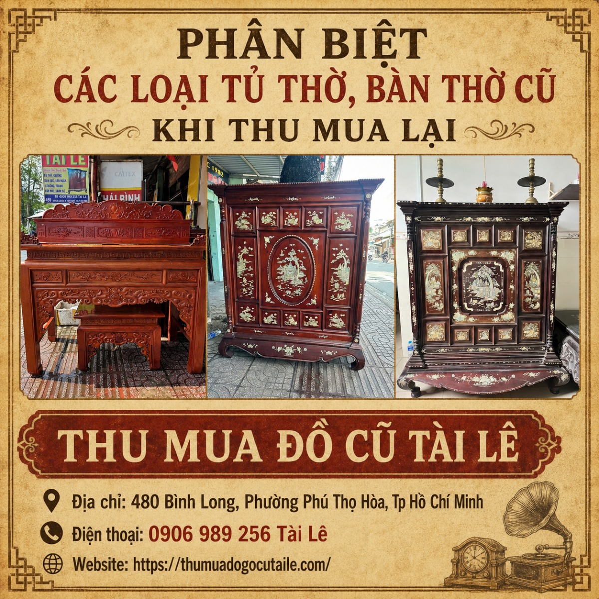 Phân biệt các loại tủ thờ bàn thờ cũ khi thu mua lại