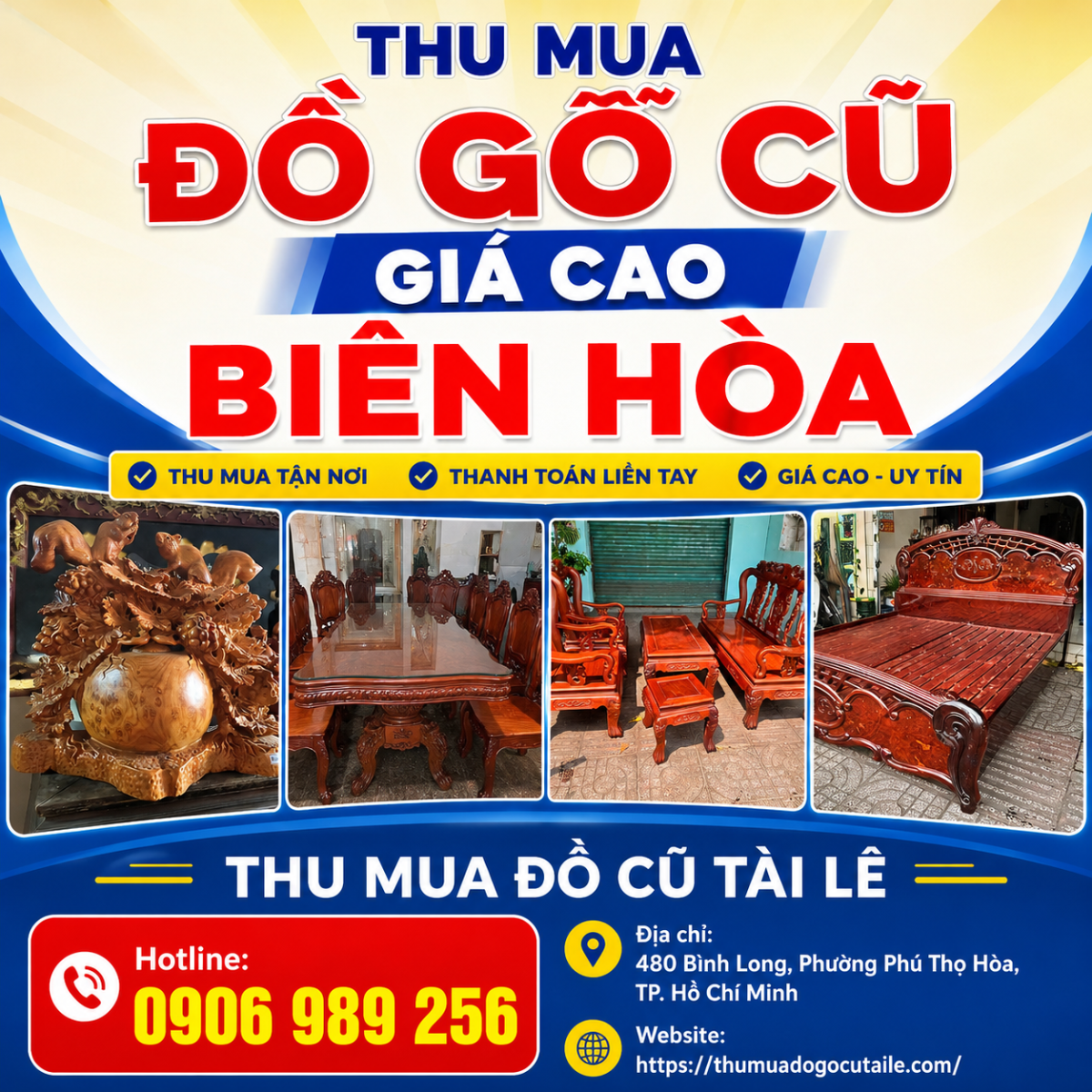 Thu mua đồ gỗ cũ giá cao Biên Hòa