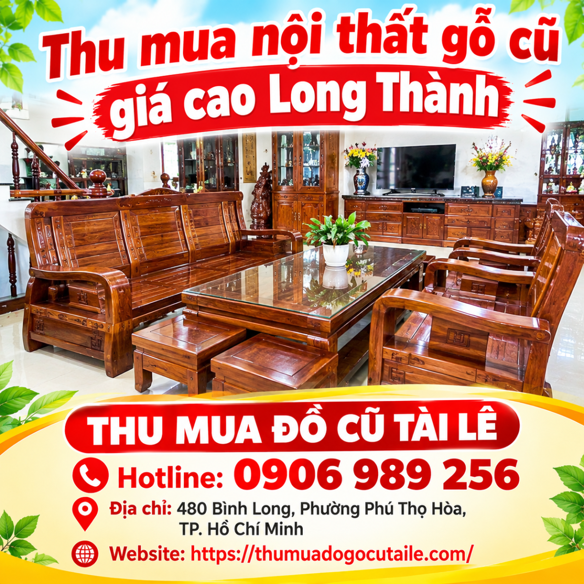Thu mua nội thất gỗ cũ giá cao Long Thành