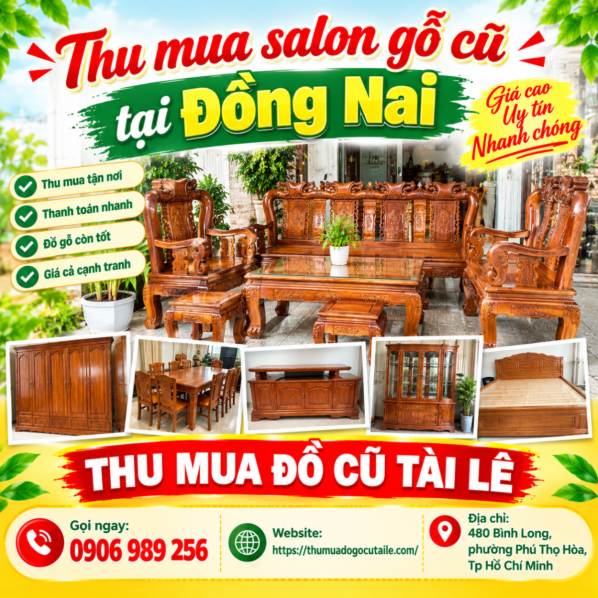 Thu mua salon gỗ cũ tại Đồng Nai