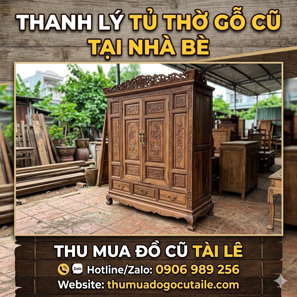 Thanh lý tủ thờ gỗ cũ tại Nhà Bè