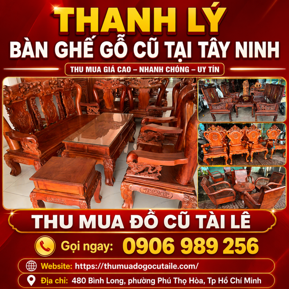 Thanh lý bàn ghế gỗ cũ tại Tây Ninh