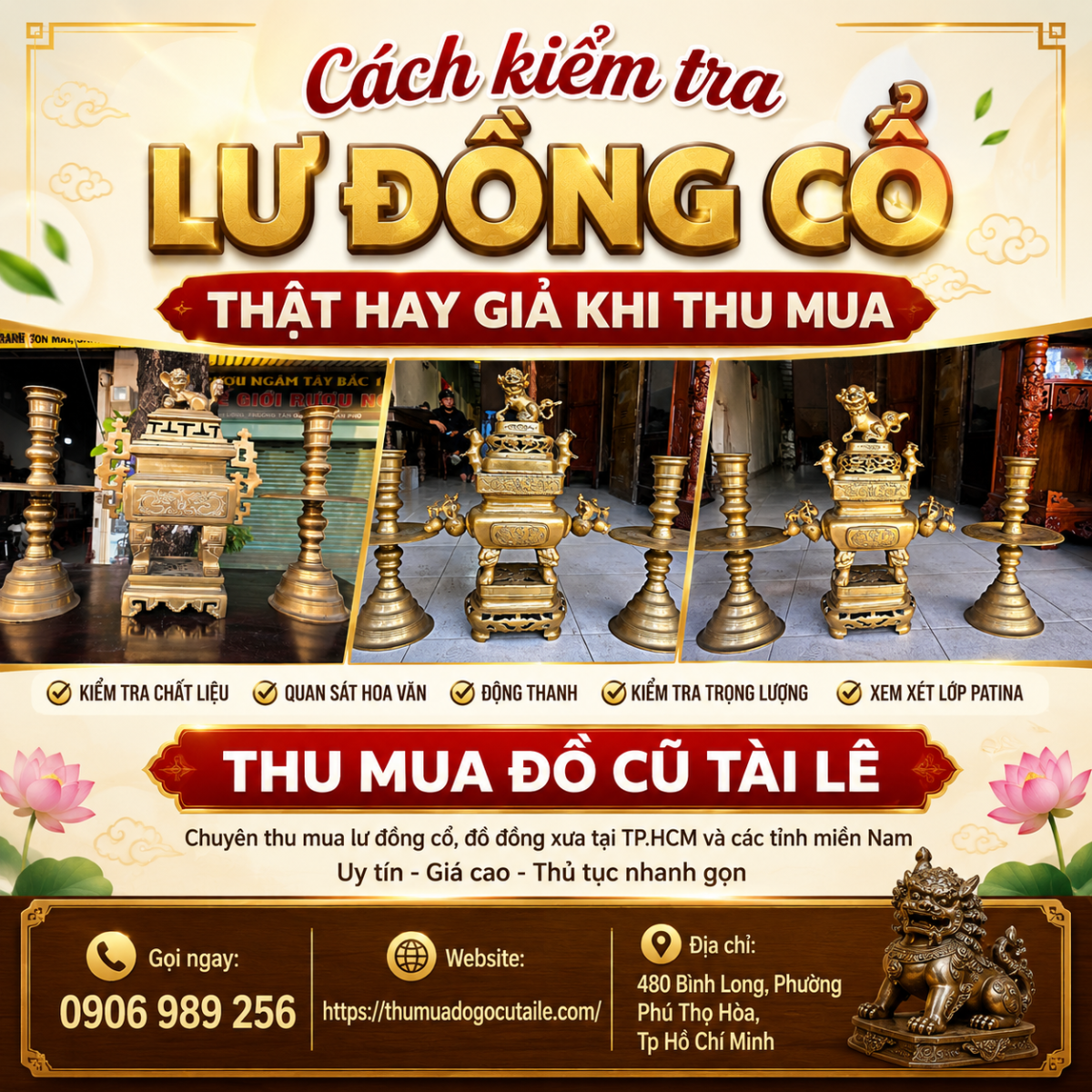 Cách kiểm tra lư đồng cổ thật hay giả khi thu mua