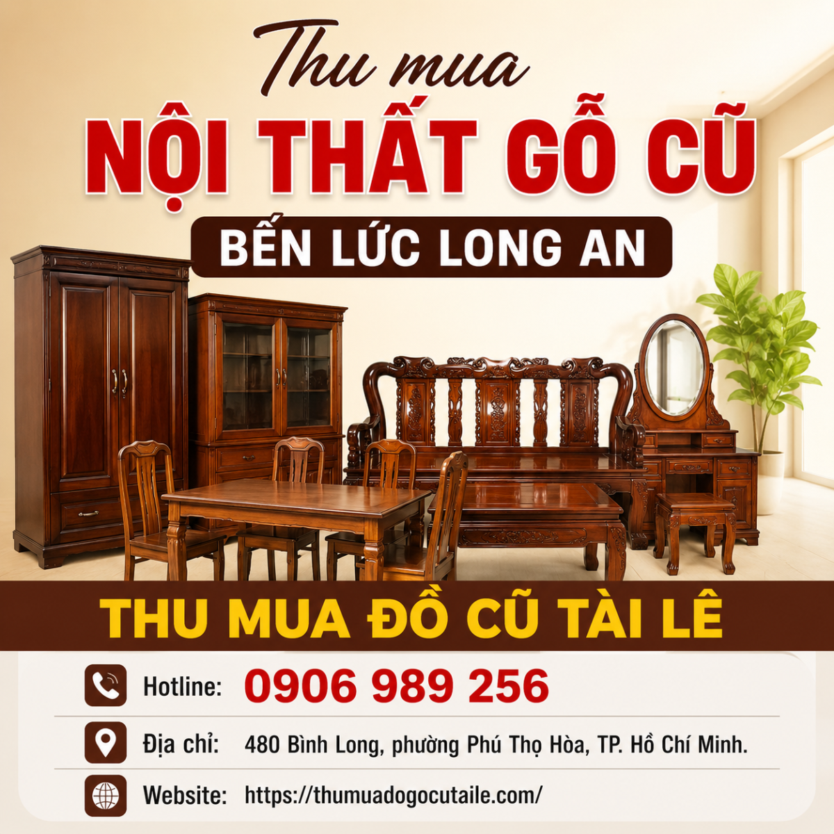 Thu mua nội thất gỗ cũ Bến Lức Long An
