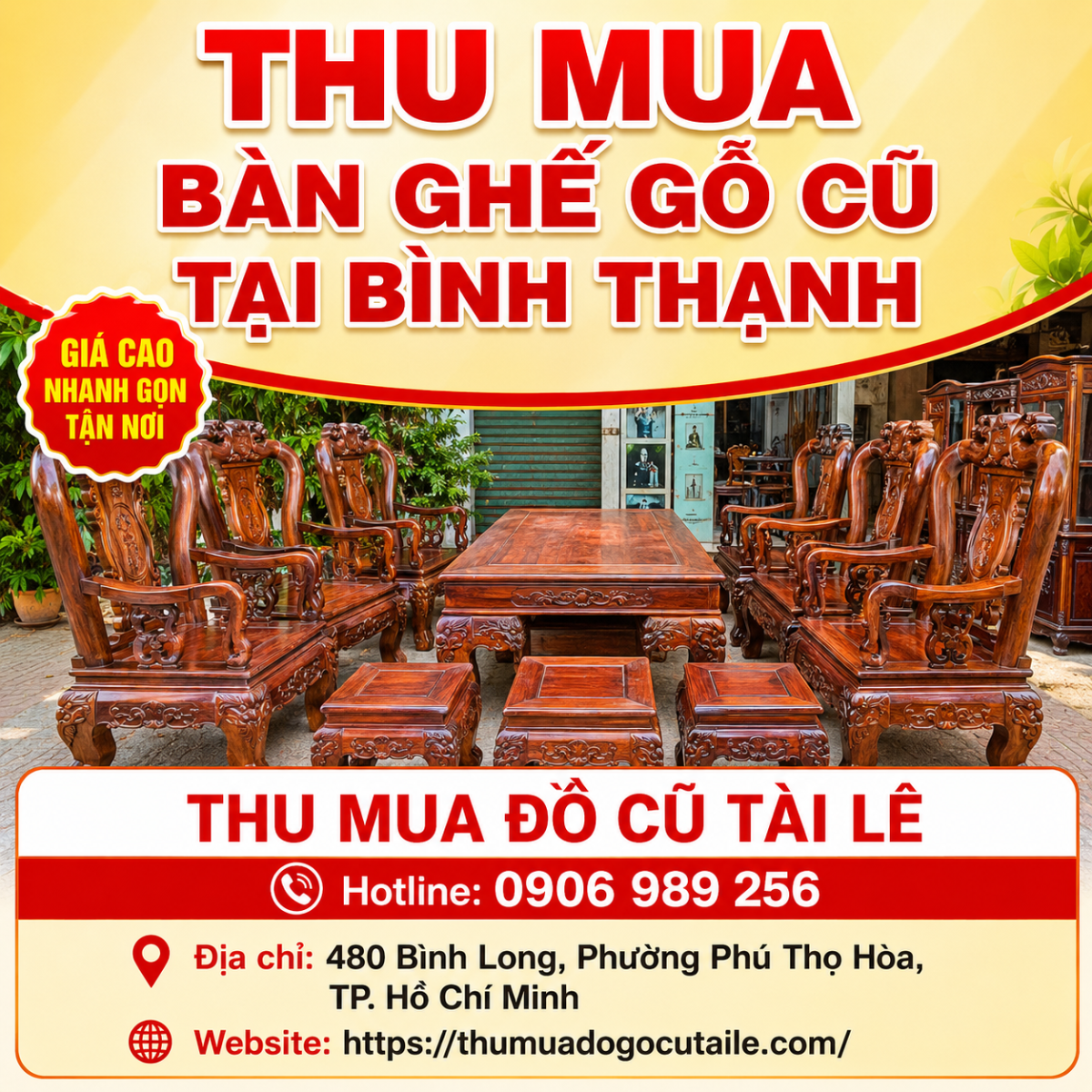 Thu Mua Bàn Ghế Gỗ Cũ Tại Bình Thạnh