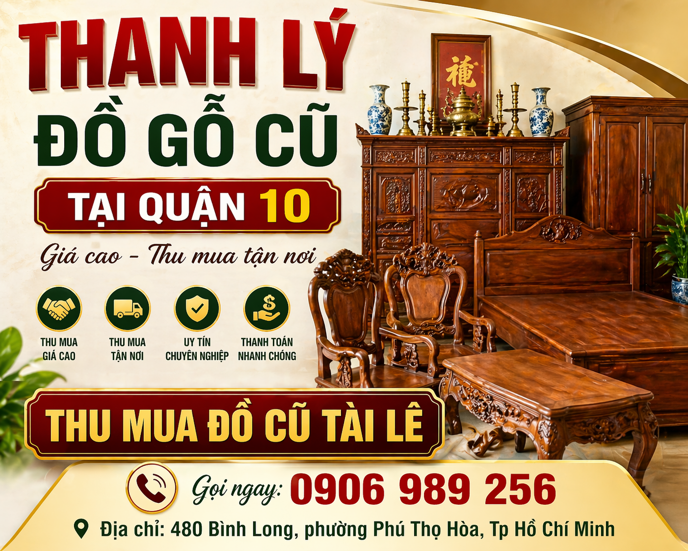 Thanh lý đồ gỗ cũ tại quận 10