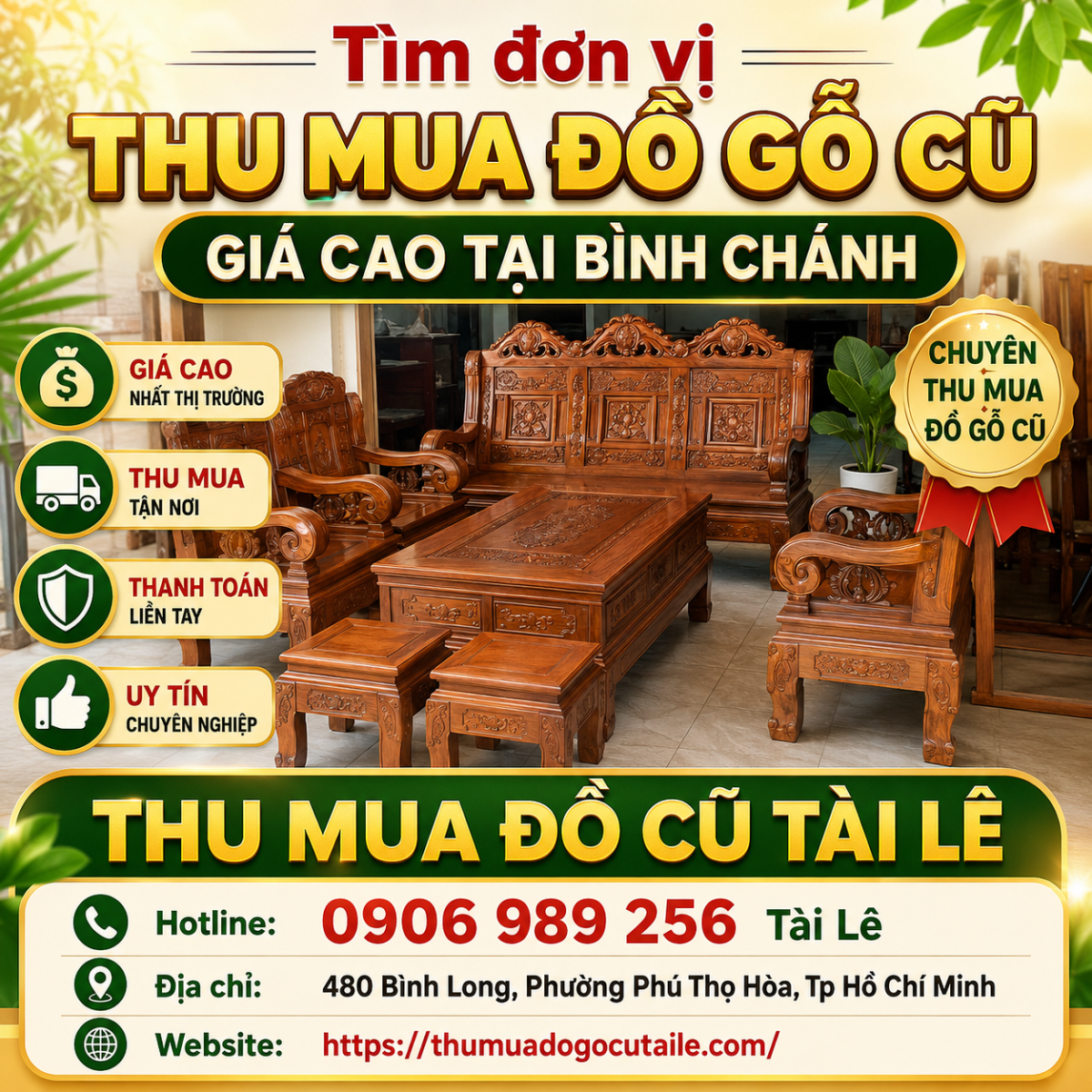 Tìm đơn vị thu mua đồ gỗ cũ giá cao tại Bình Chánh
