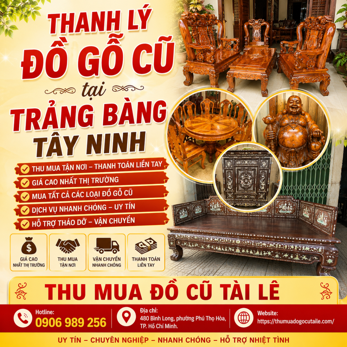 Thanh lý đồ gỗ cũ tại Trảng Bàng Tây Ninh