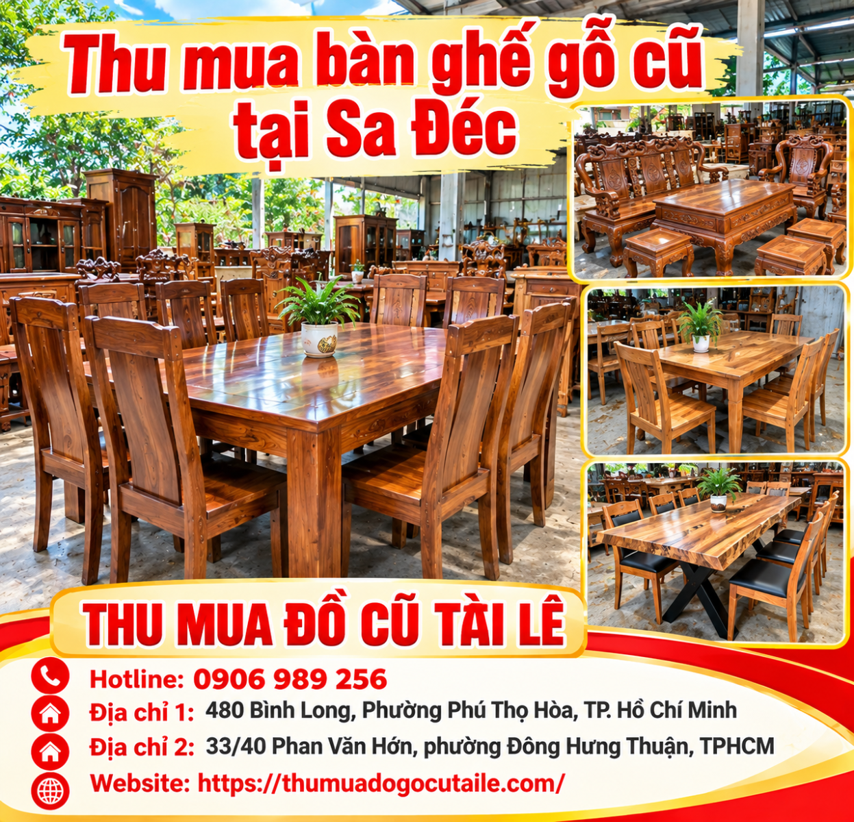 Thu mua bàn ghế gỗ cũ tại Sa Đéc