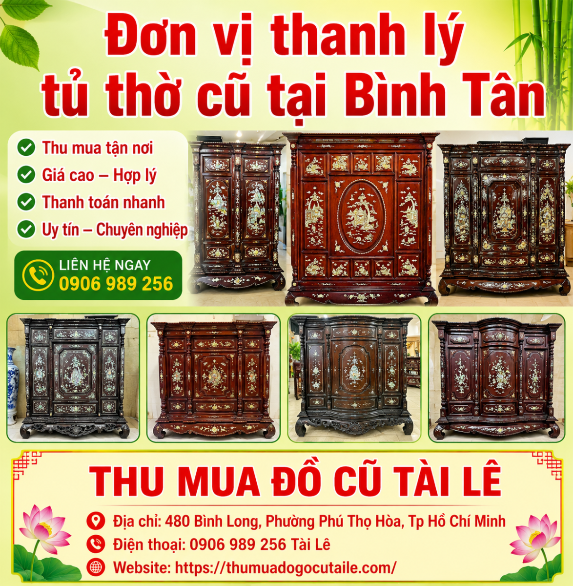 Đơn vị thanh lý tủ thờ cũ tại Bình Tân