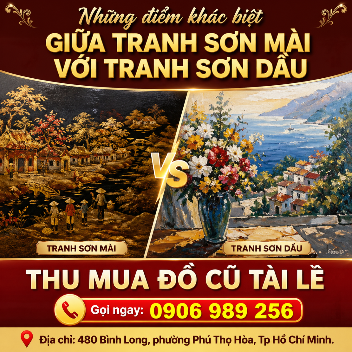 Những điểm khác biệt giữa tranh sơn mài với tranh sơn dầu