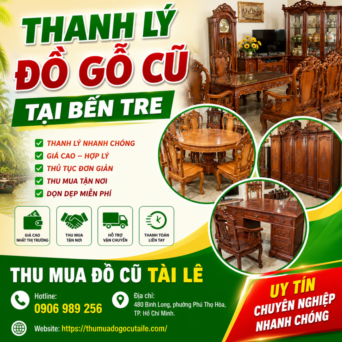 Thanh lý đồ gỗ cũ tại Bến Tre