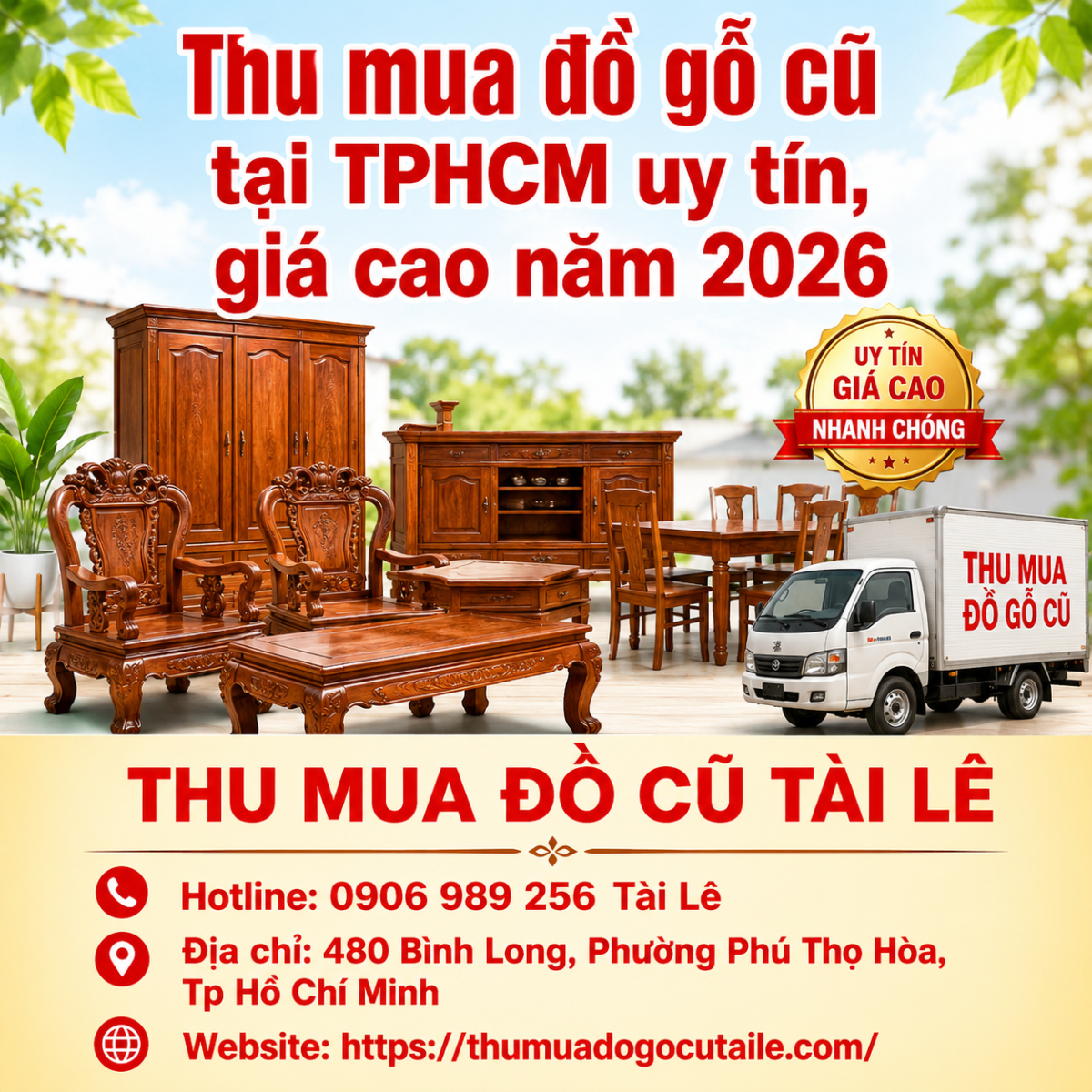 Thu mua đồ gỗ cũ tại TPHCM uy tín, giá cao năm 2026