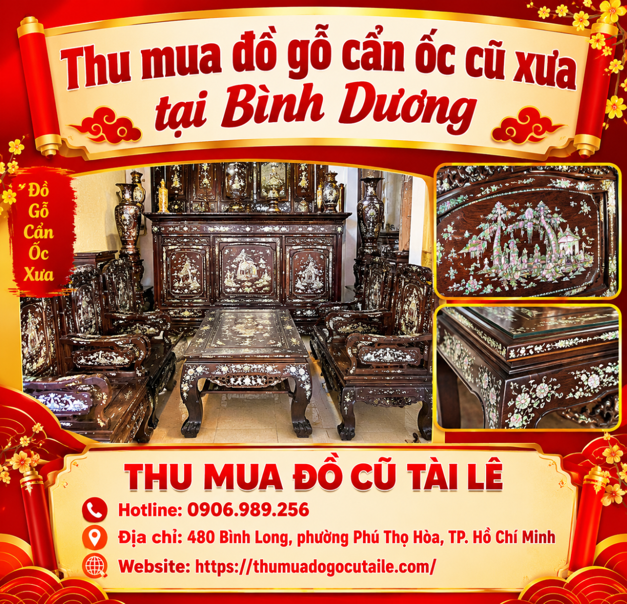Thu mua đồ gỗ cẩn ốc cũ xưa tại Bình Dương