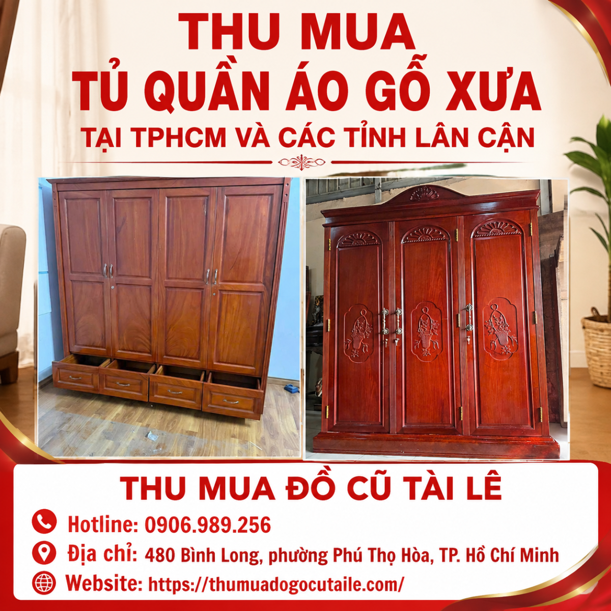 Thu mua tủ quần áo gỗ xưa tại TPHCM và các tỉnh lân cận