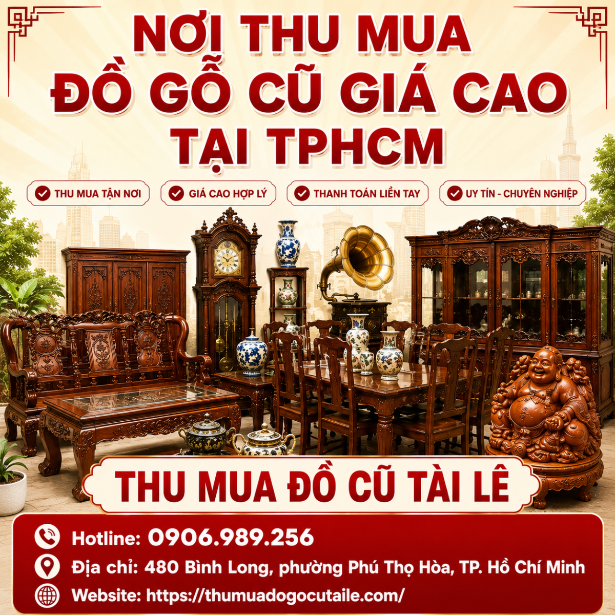 Nơi thu mua đồ gỗ cũ giá cao tại TPHCM