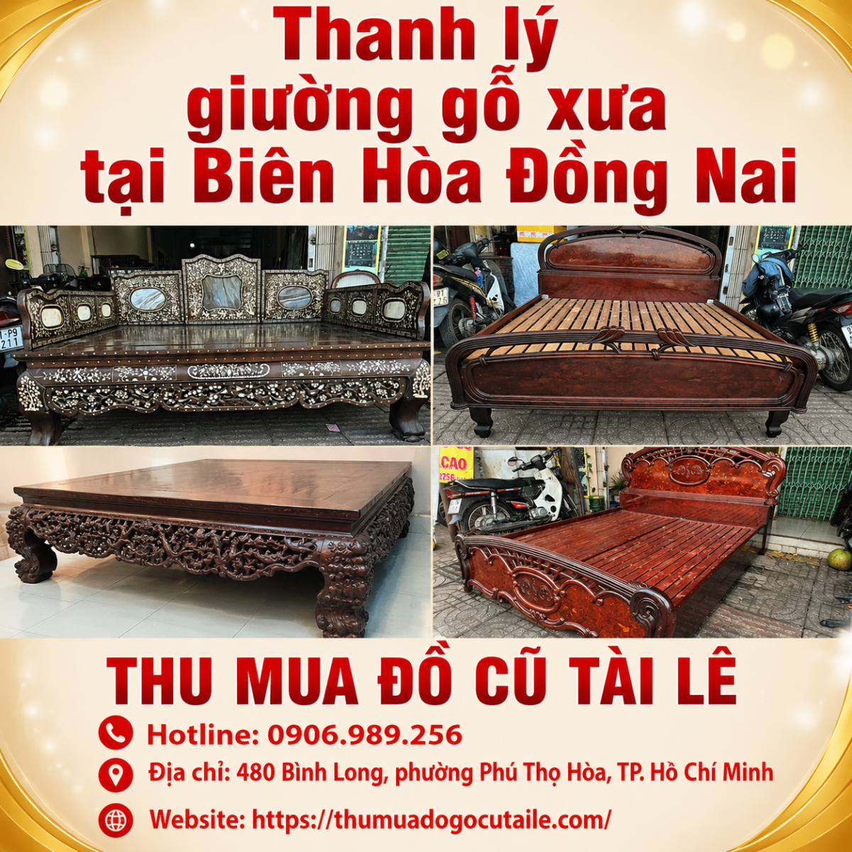 Thanh lý giường gỗ xưa tại Biên Hòa Đồng Nai 
