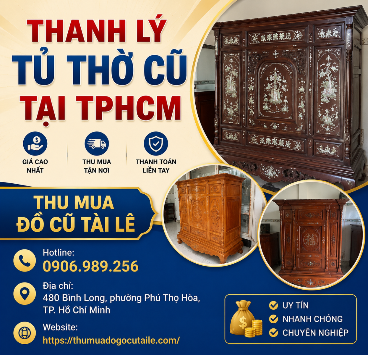 Thanh lý tủ thờ cũ tại TPHCM