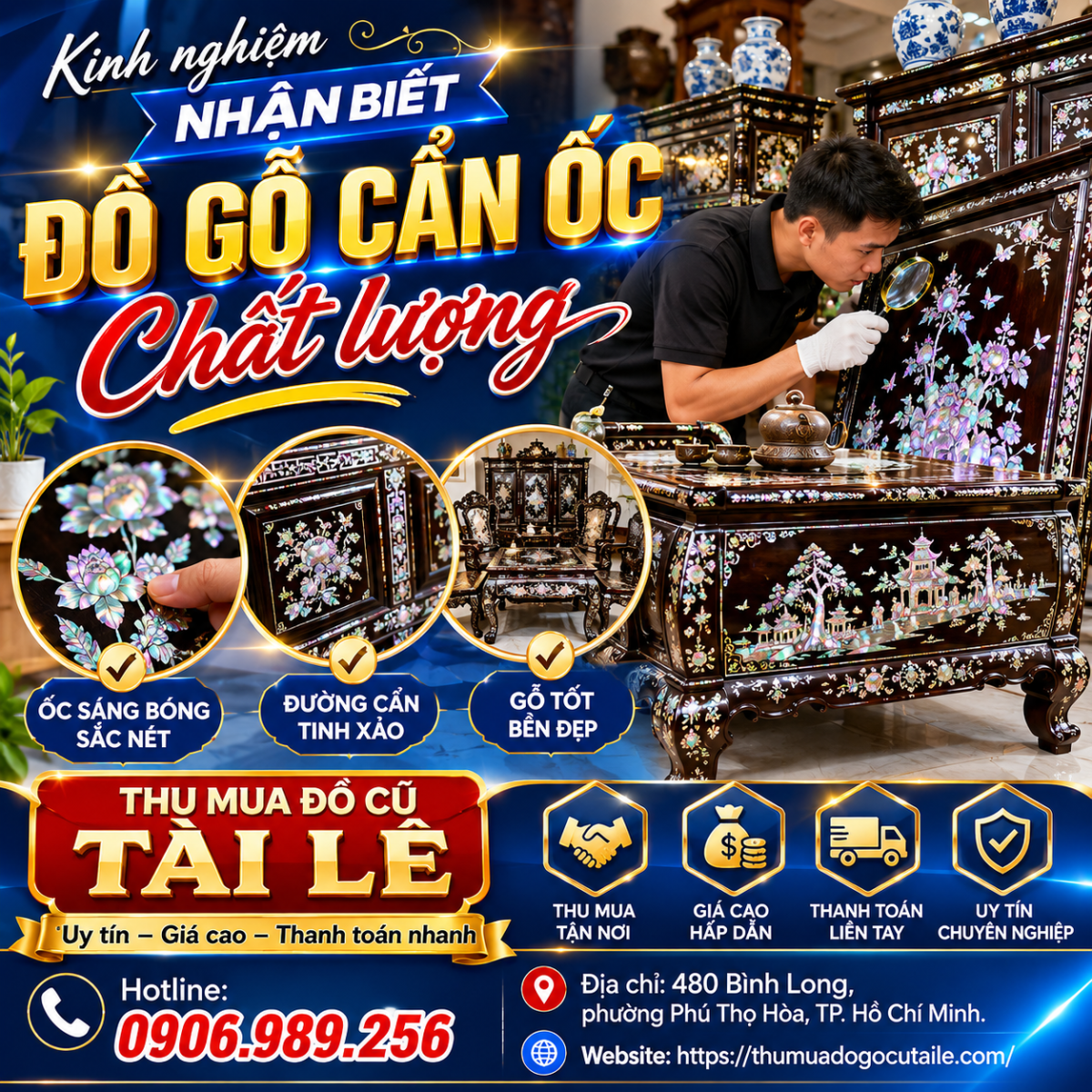 Kinh nghiệm nhận biết đồ gỗ cẩn ốc chất lượng