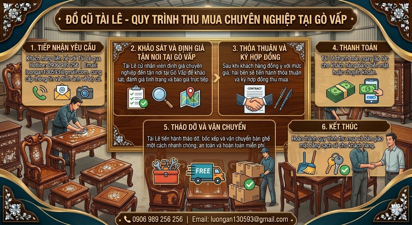 Thu mua bàn ghế gỗ cũ giá cao tại Gò Vấp
