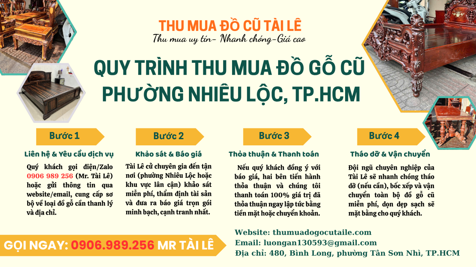 Quy trình thu mua đồ gỗ cũ phường Nhiêu Lộc, TP.HCM của Tài Lê