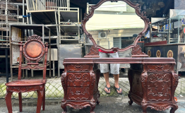 BÀN TRANG ĐIỂM GỖ TRẠM HOA LÁ TÂY